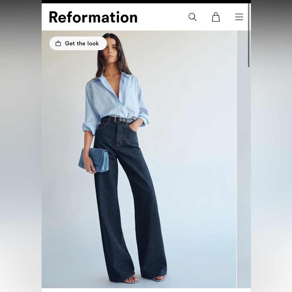 Reformation Cary High Rise Slouchy Wide Leg Jeans Blue - Size 29